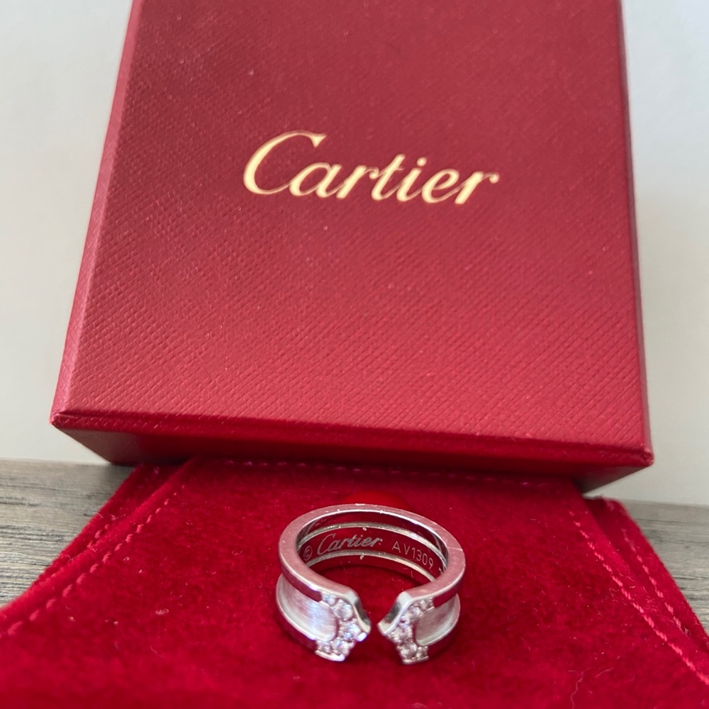 Cartier Double C Ring Diamond 18K White Gold